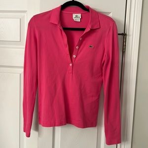 Lacoste long sleeve polo shirt hot pink